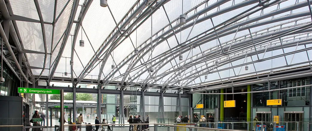 Texlon ETFE above the railway station at Heathrow airport.