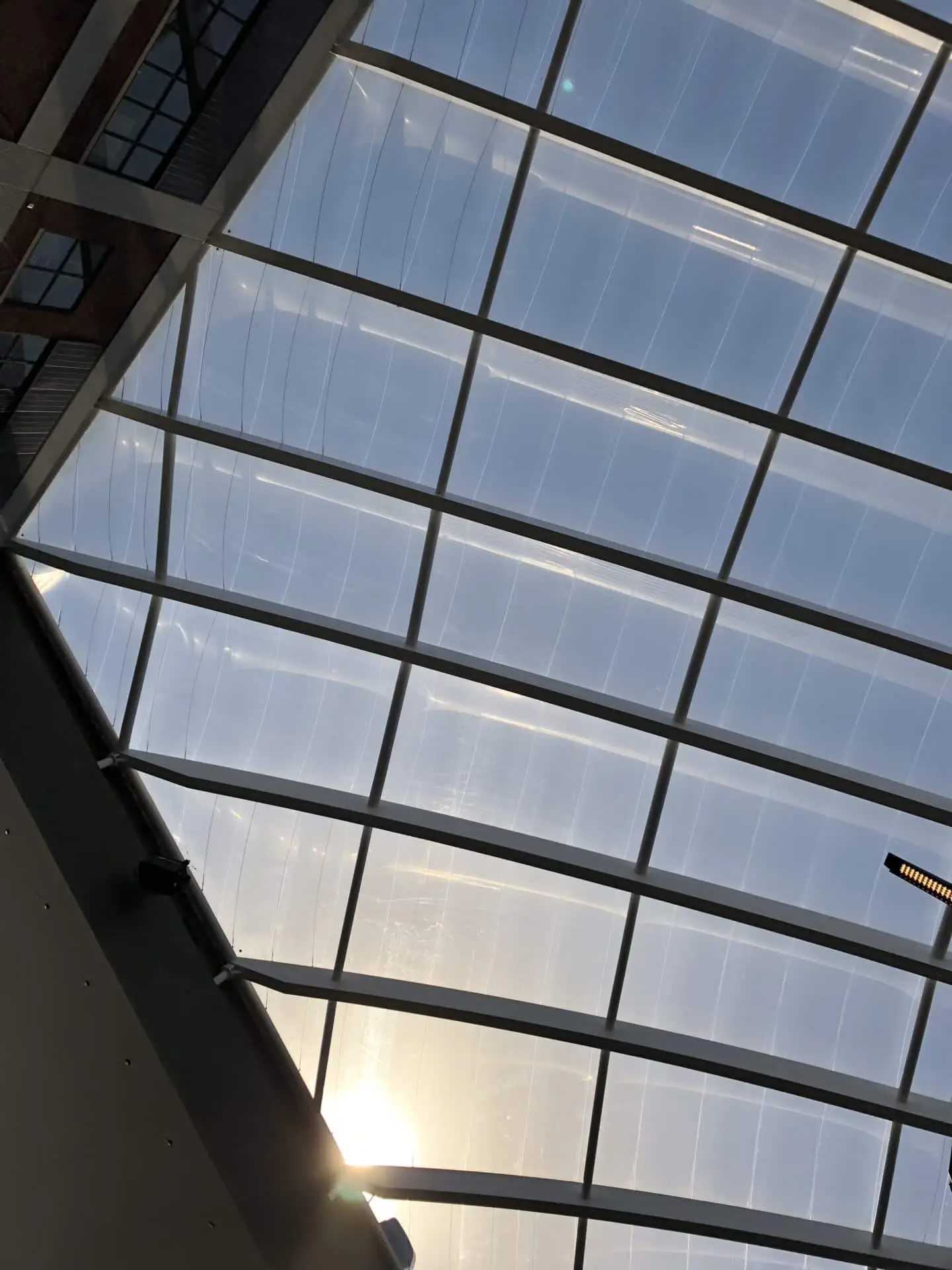 Controlled sunlight peeking through the ETFE Via Concourse roof
