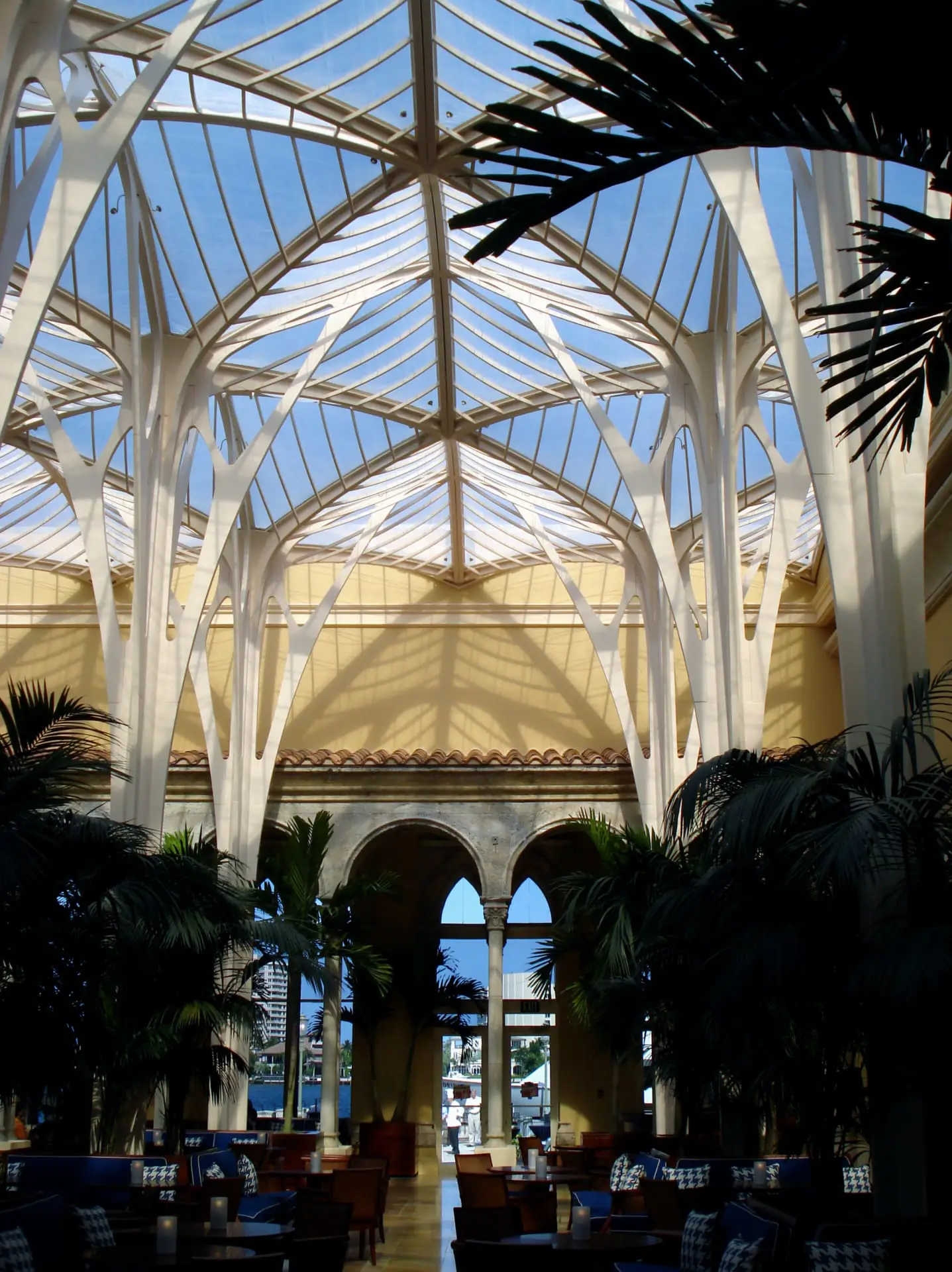 The light filled entryway allows enough light transmission for real vegetation.