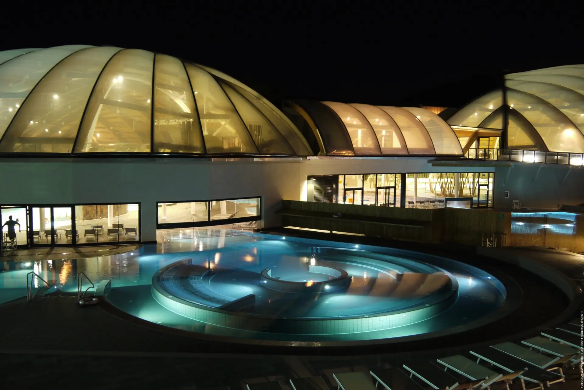 Texlon ETFE roof illuminated