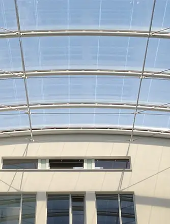 Two-layer Texlon ETFE system for an atrium at OAS office in Bremen.