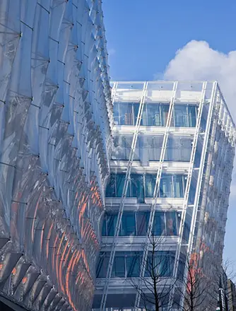 Side view of the state-of-the-art Texlon ETFE facade