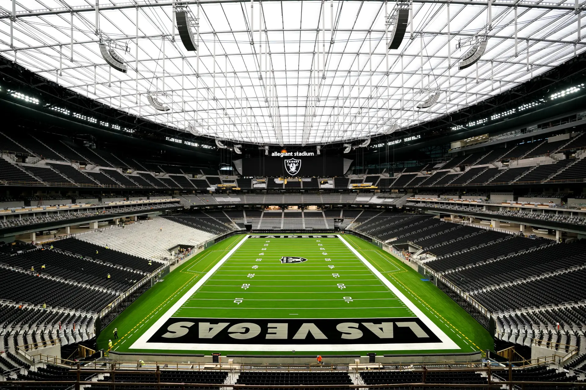 Beautiful view of the stadium's interior under the unique transparent ETFE roof.
