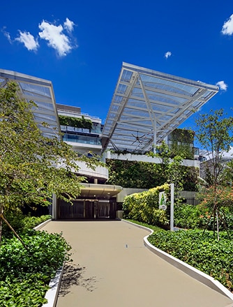 Stamford American Early Learning Village mit Texlon® ETFE-System von Vector Foiltec als Vordächer für die Spiel- und Lernbereiche im Freien.