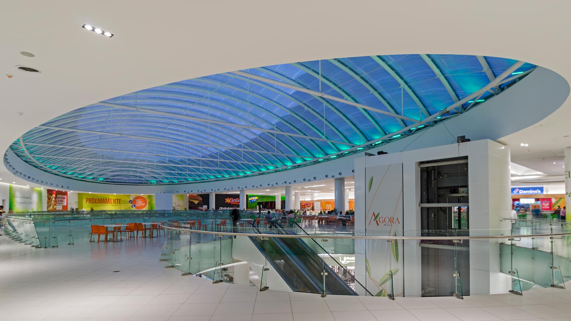 The  light-filled Agora Mall includes a huge Texlon® ETFE dome roof and three other smaller ETFE skylights for a great shopping experience.