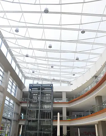 The main atria if KCC Mall is covered by a printed Texlon® ETFE cladding system and lets daylight come in.