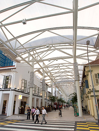 The Texlon® ETFE canopy provides plenty natural lighting, fresh air circulation and protection from any undesired weather.