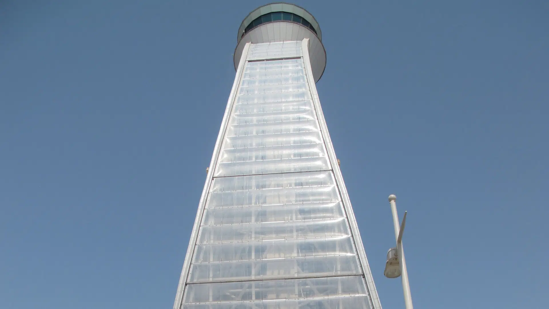 Air Traffic Control Tower at Abu Dhabi International Airport with Texlon® ETFE facades on both the east and west faces of the building.