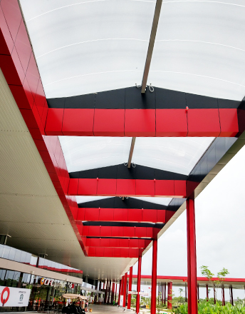 We designed, supplied, and installed three Texlon® ETFE canopies at the new build shopping mall QBig Bumi Serpong Damai (BSD) City Indonesia.