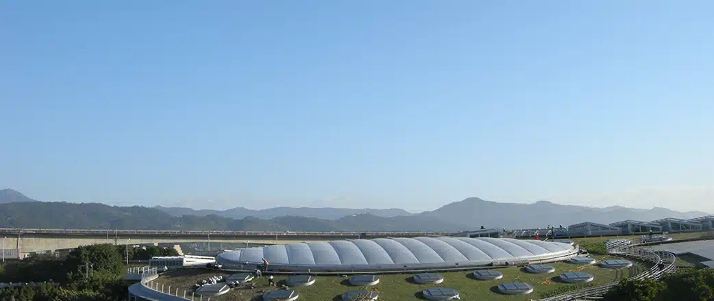 A transparent Texlon® ETFE system covers two of the exhibition spaces at Taipei International Flora Exhibition.