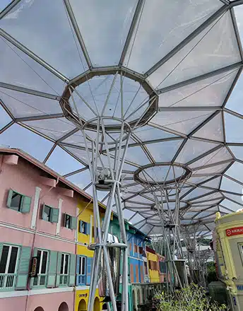 Daytime view on Clarke Quays ETFE Canopies.